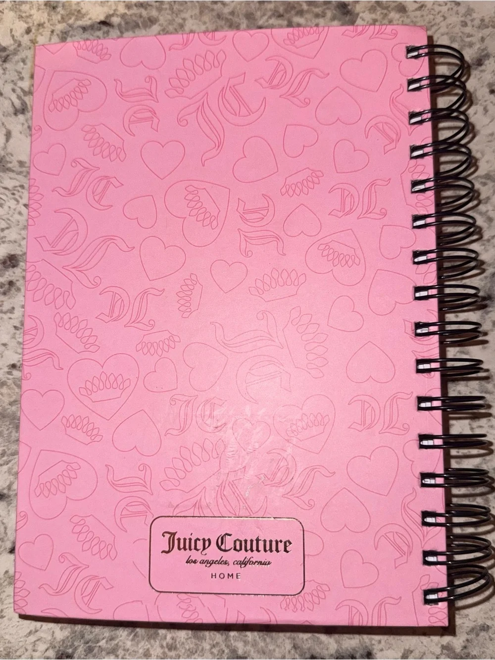 Juicy Couture Pink Spiral Journal with Heart-Topped Pens